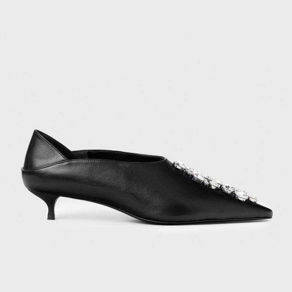 Practical Magic Black Leather Heels with Crystals - Picture 3 of 14